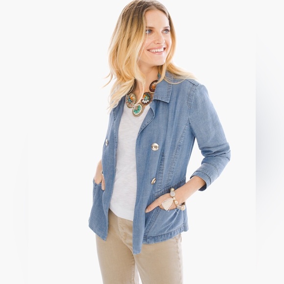 Chicos 1 Tencel-Linen Open Front Blazer - Picture 1 of 13